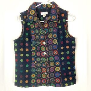 Colorful thick warm cozy tapestry vest w/ gorgeous silver buttons🌺 runs big